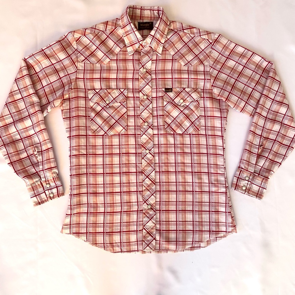 VTG Wrangler Men's Shirt 70s 80s Plaid Pearl Snap Western Yoke Made in USA